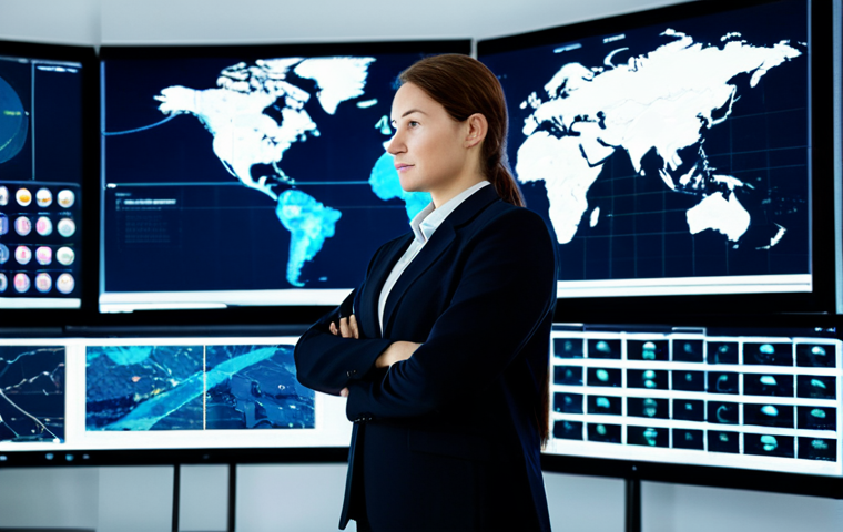 A professional female logistics manager, wearing a modest business suit, standing confidently in a high-tech control room. Large holographic screens display intricate global supply chain maps, real-time data visualizations of diversified routes, and transparent digital twin models of warehouses. The environment is futuristic, clean, and brightly lit, emphasizing strategic oversight and efficiency. High-resolution, professional photography, perfect anatomy, correct proportions, natural pose, well-formed hands, proper finger count, natural body proportions, safe for work, appropriate content, fully clothed, professional dress.