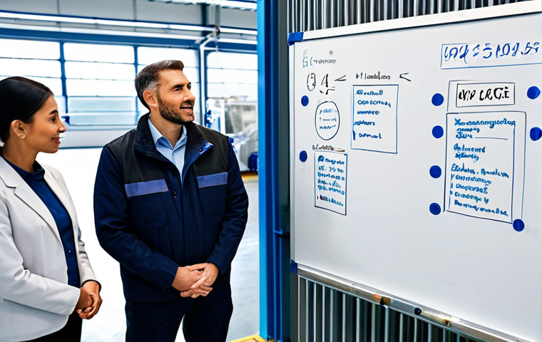 Communication in a Modern Factory**

"A diverse team of factory workers in appropriate attire, gathered around a whiteboard in a modern, brightly lit factory. A professional production manager, fully clothed, is gesturing while explaining a process improvement. Focus on positive engagement and clear communication. safe for work, appropriate content, perfect anatomy, correct proportions, family-friendly, professional setting."

**
