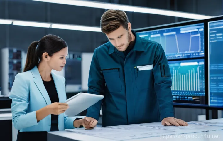 생산관리자 네트워킹 방법 - **Prompt:** A focused close-up of a thoughtful female production manager, mid-thirties, wearing a co...