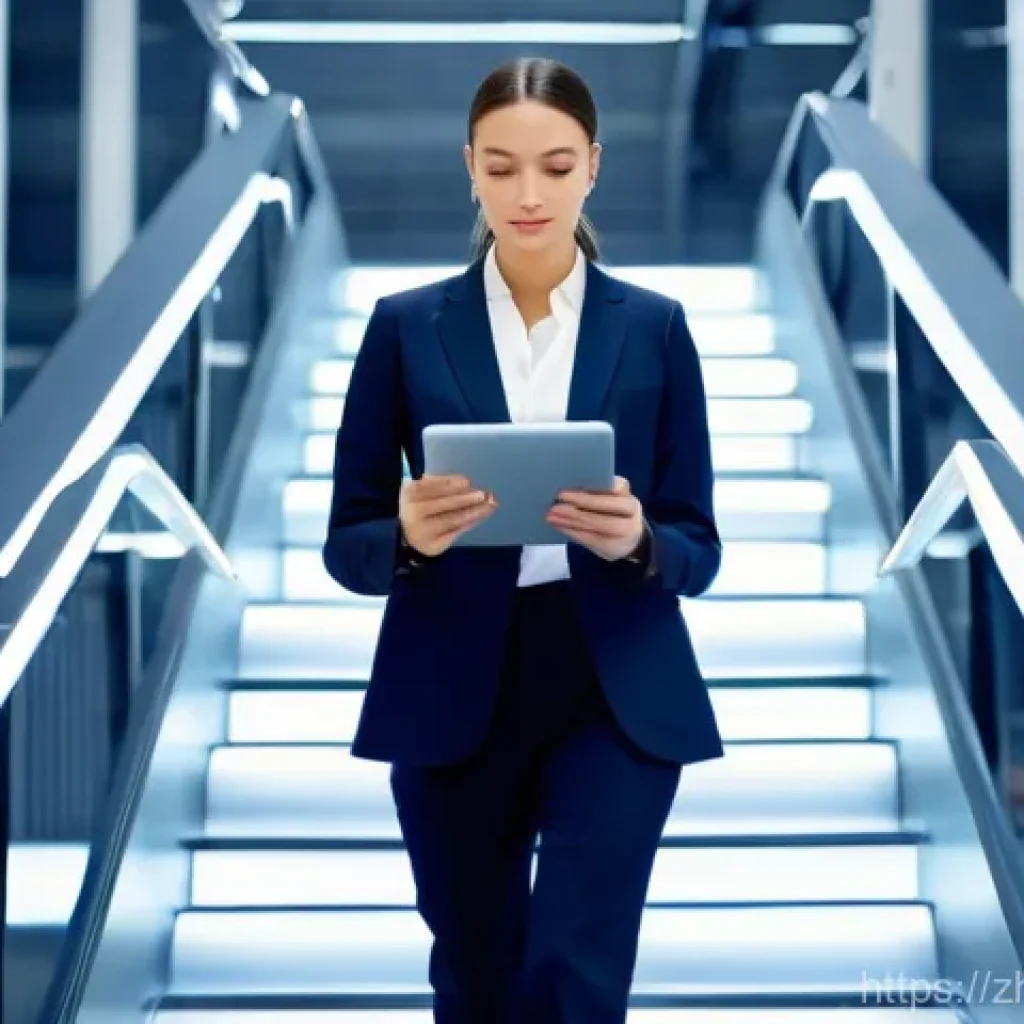 생산관리 분야 연봉 평균 비교 - **Prompt:** A young, determined professional woman in smart business attire (blouse, tailored trouse...