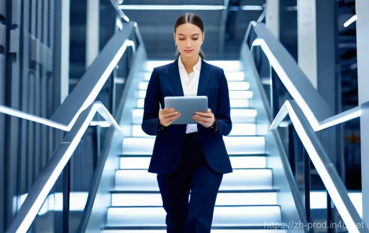 생산관리 분야 연봉 평균 비교 - **Prompt:** A young, determined professional woman in smart business attire (blouse, tailored trouse...