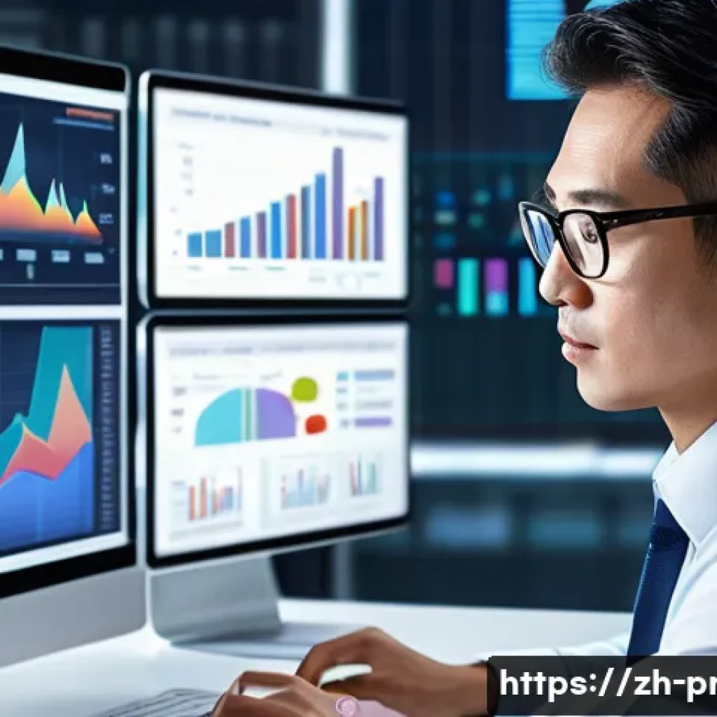 생산관리자 연봉 협상 전략 - A modern office scene depicting a confident Asian business professional analyzing industry salary re...