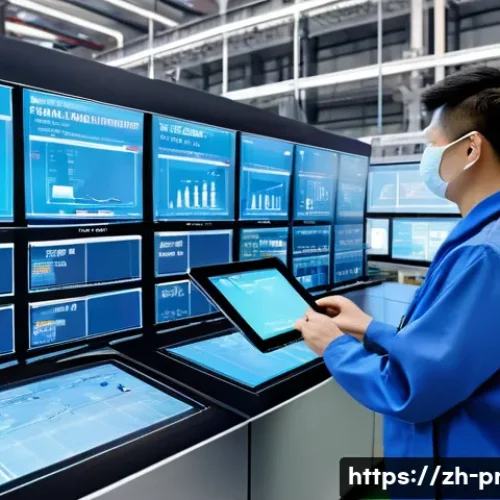 생산관리 업무 일지 작성법 - A modern industrial production line scene showing workers in clean uniforms and safety gear actively...