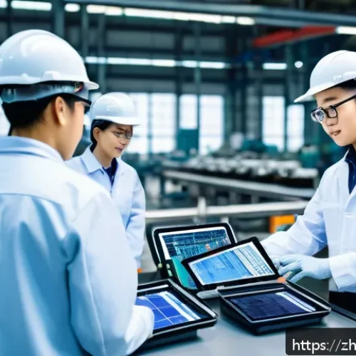 생산관리 직무를 위한 필수 도서 추천 - A modern factory production line scene showcasing a diverse team of Asian engineers and managers col...