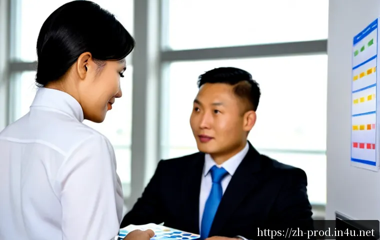 생산관리 직무 면접 성공 사례 - Photorealistic production management job interview success scene, confident Asian candidate in smart...